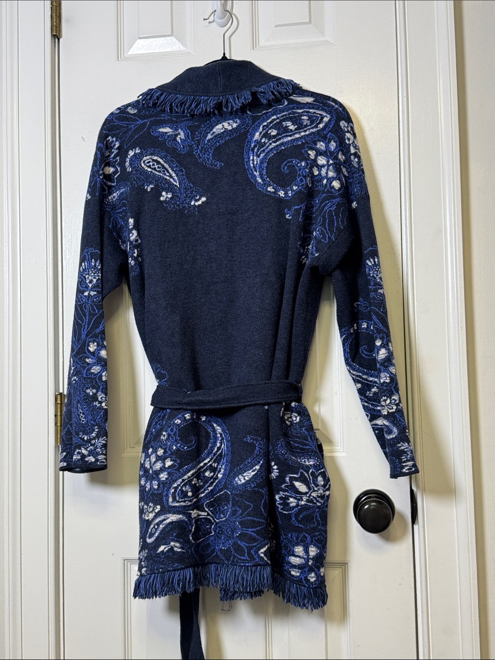 Chico’s Paisley Fringe Belted Cardigan Sweater Jacket | Size 2 (US Large) - Picture 5 of 9